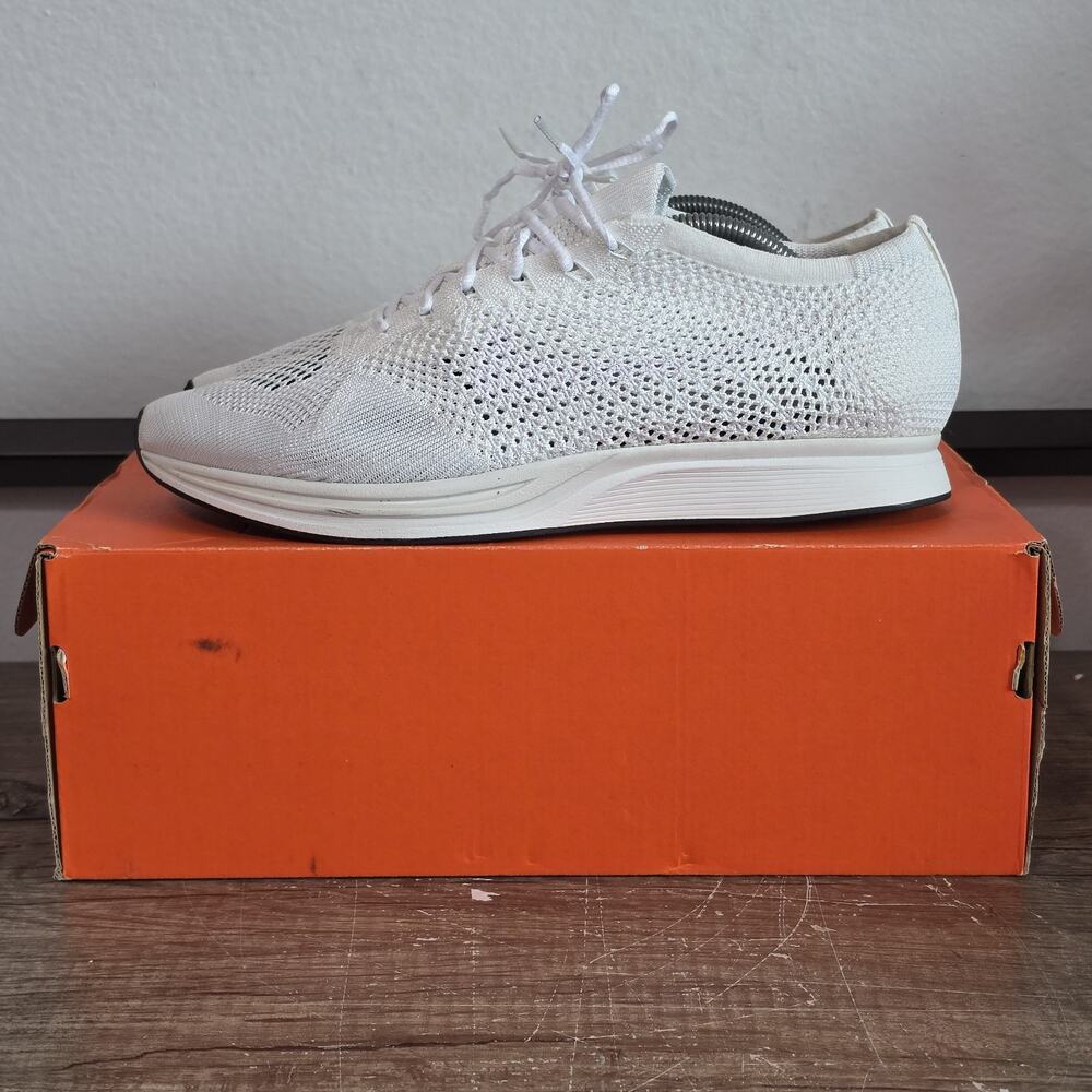 Nike Flyknit Racer (526628-100) Men’s Shoes Size 11.5 White/Pure Platinum